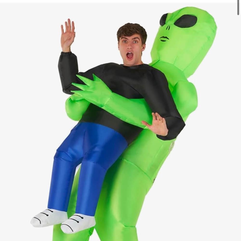 Inflatable Green Alien Carrying Human Kids Halloween Costume